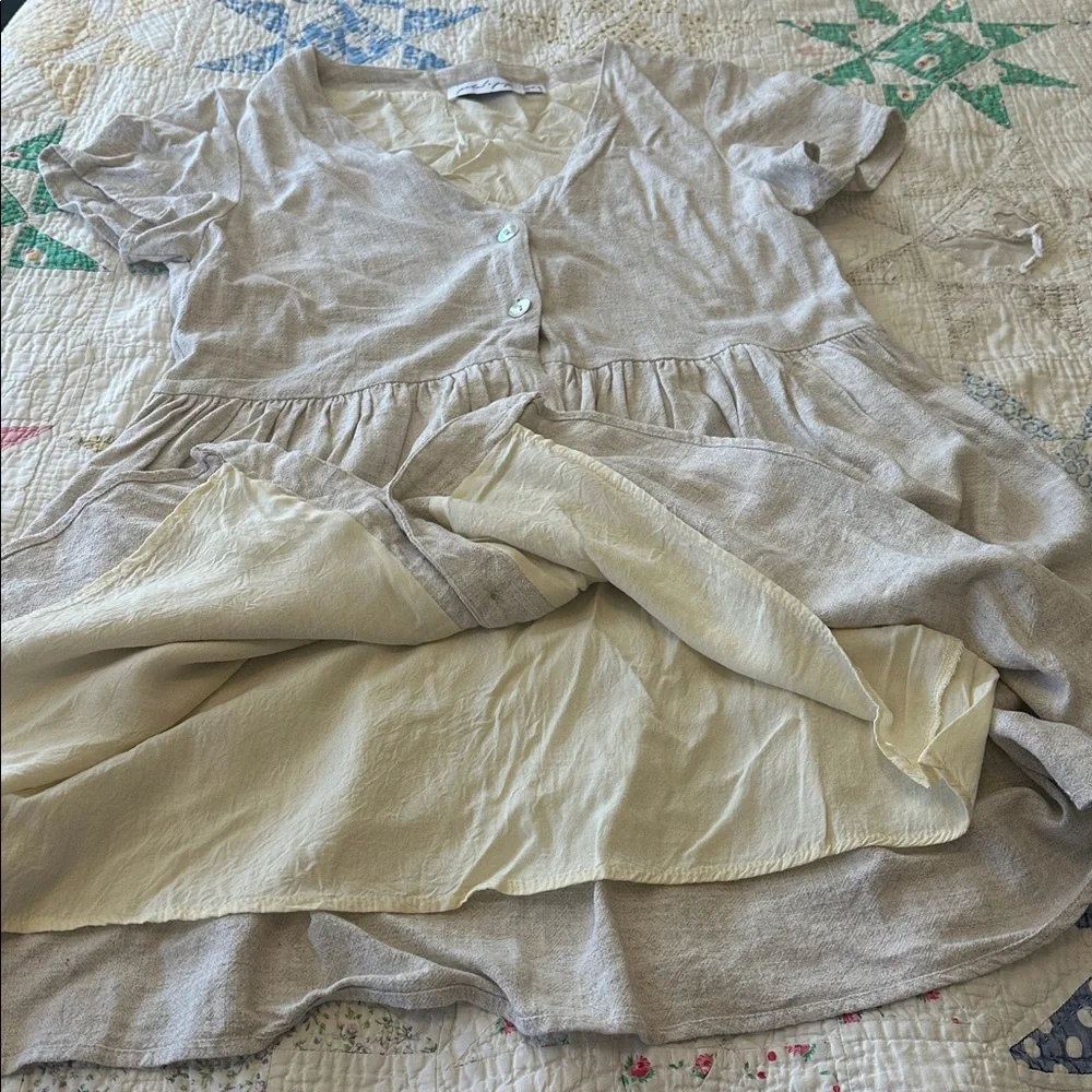 Petal & Pup Linen Button-Up Babydoll Dress - Picture 3 of 3